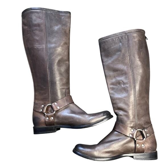 Frye Boots Womens 7.5 Brown Harness Tall Phillip  Leather Riding Classic Work - Picture 7 of 10